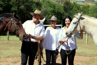 From left, Martin Blount, his daughter, Amber, and his wife, Nina, who plan to set out next month on a 3 000 to 6 000 km horse riding journey for Jesus. During the ride they will promote a cowboy church they plan to launch in South Africa in partnership with a cowboy church in America.