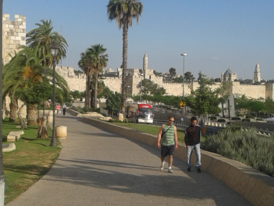 NO DIVIDING WALLS: The walls of Jerusalem’s Old City looking towards Jaffa Gate, close to the conference venue. But there is peace within as Arab and Jew unite.