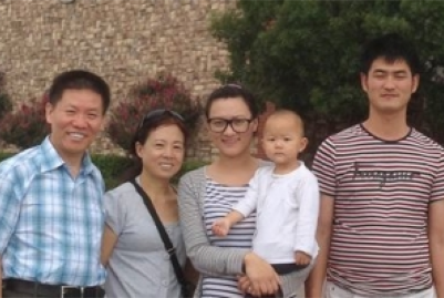 Bob Fu, Fu's wife, Heidi, Zhang Huixin, Sun Jiexi, and Sun Zhulei.