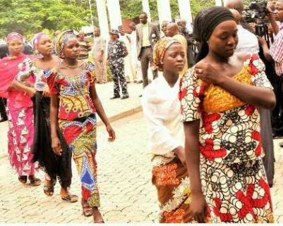 Chibok girls who managed to escape arriving at Nigeria's State House to meet with Nigerian President Jonathan.  Abuja, Nigeria; July 22, 2014 Reuben Abati, Presidential Spokesman, Nigeria