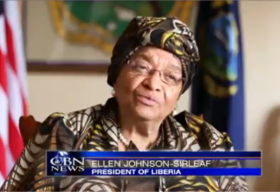 Liberian President,Ellen Johnson-Sirleaf (PHOTO: CBN News screenshot).