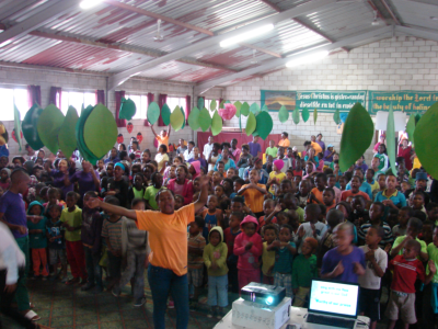 Children worshiping God at an Adventure Week session at Jesus Is Lord Ministries, Kleinskool.