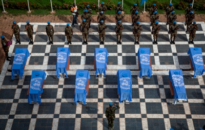 The UN Mission in Mali honors nine Nigerien peacekeepers killed on 3 October 2014. UN Photo/Marco Dormino
