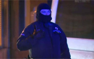 A member of the Belgian security forces at the scene of the incident. (PHOTO: Sky News)