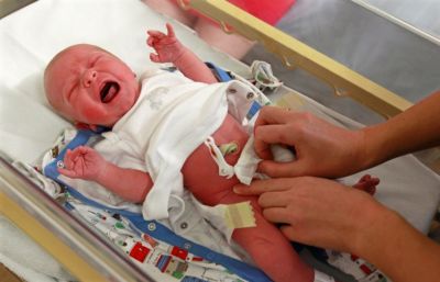 A newborn baby in a British hospital.